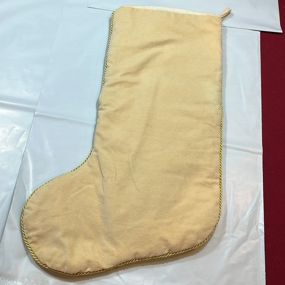 Pink ROSES cross stitch VELVET Christmas Stocking GOLD roping VINTAGE Victorian - Picture 13 of 13